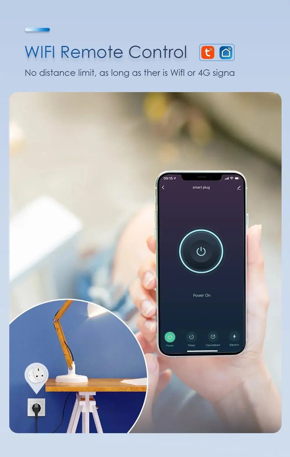 20A 16A UK Plug TUYA WIFI Smart Socket With Power Monitor Voice Control Timing Home Power Socket Works with Alexa Google Home