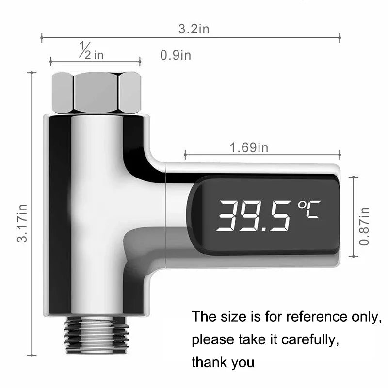 Water Thermometer LED Display Bathing Temperature Meter Shower Water Temperature Monitor 5-85℃ Flow Self-powered Bathroom Tools