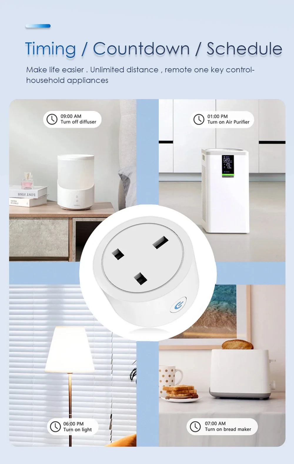 20A 16A UK Plug TUYA WIFI Smart Socket With Power Monitor Voice Control Timing Home Power Socket Works with Alexa Google Home