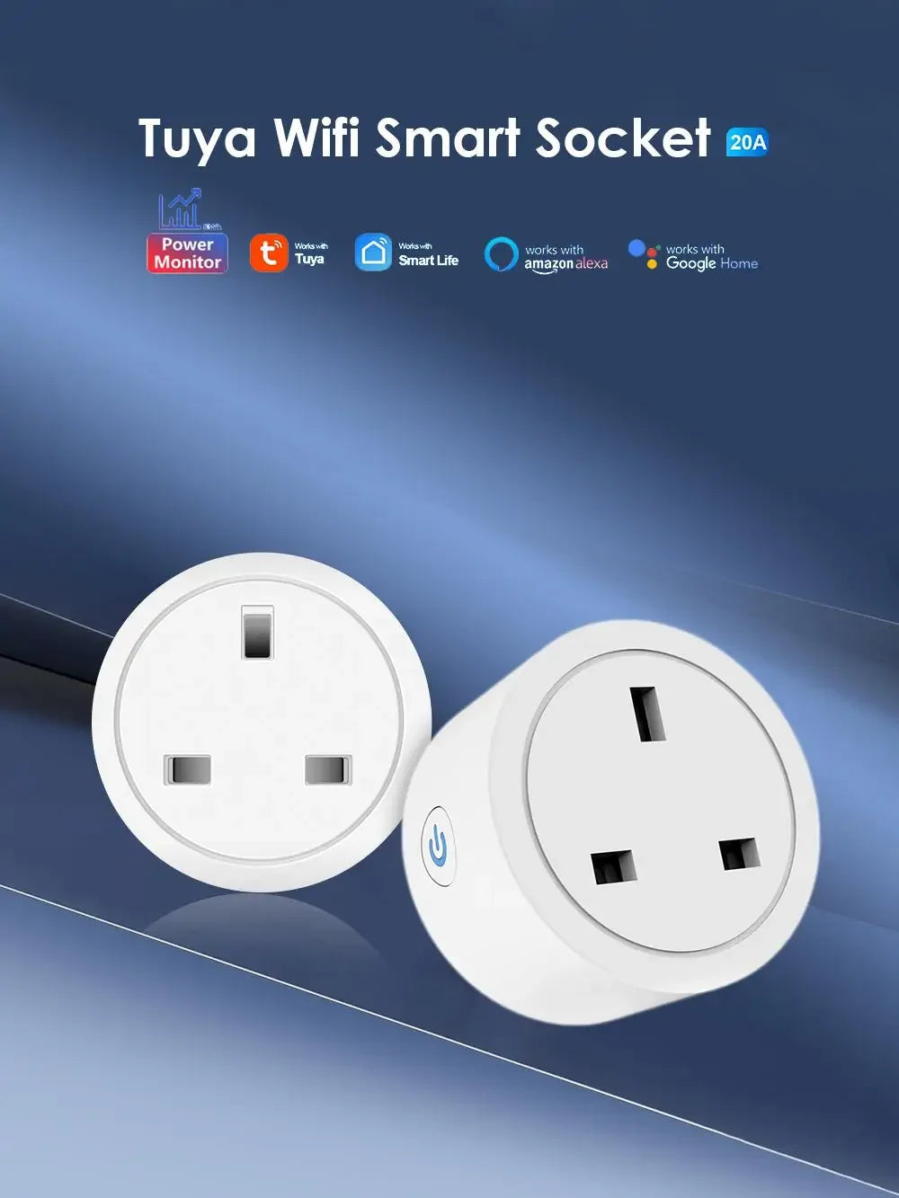20A 16A UK Plug TUYA WIFI Smart Socket With Power Monitor Voice Control Timing Home Power Socket Works with Alexa Google Home