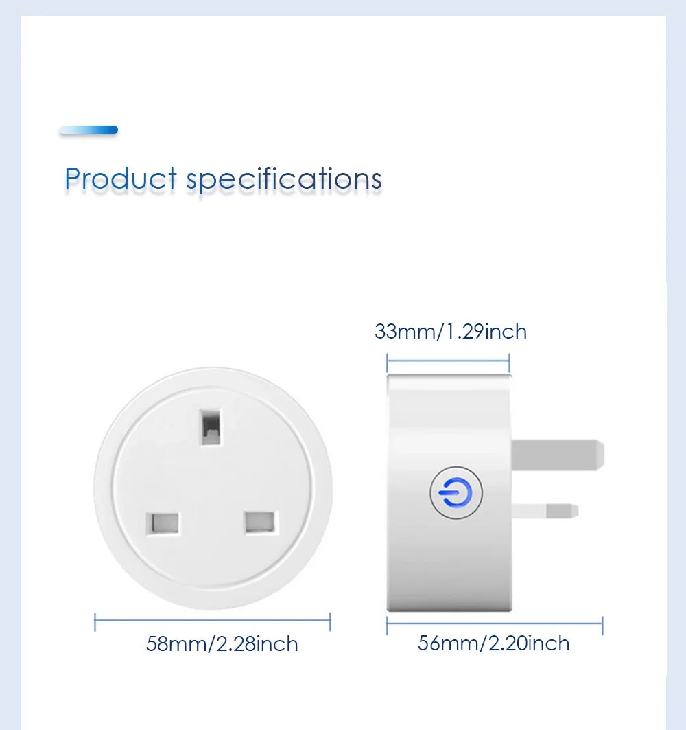 20A 16A UK Plug TUYA WIFI Smart Socket With Power Monitor Voice Control Timing Home Power Socket Works with Alexa Google Home