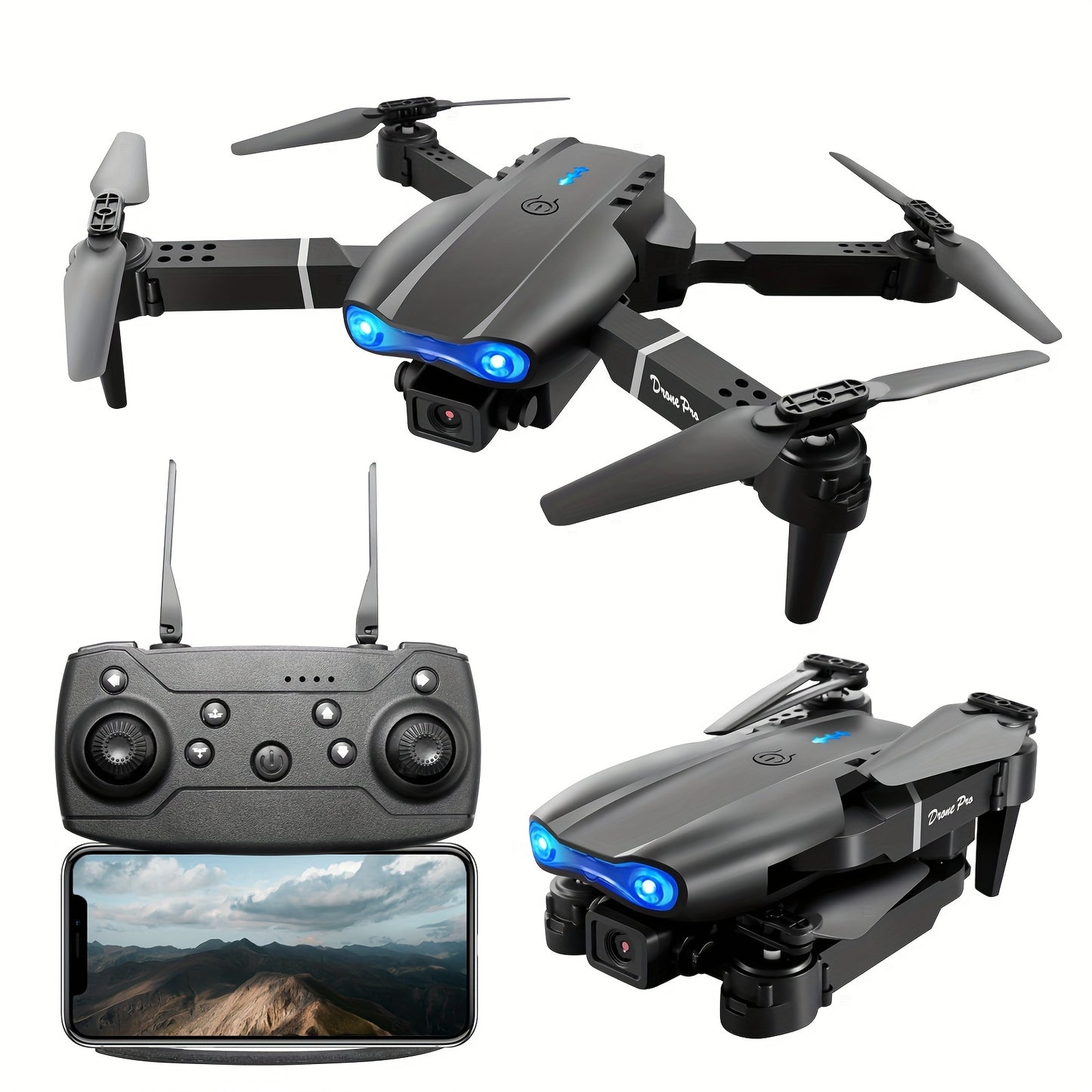 E99 Pro K3 Professional RC Drone with Dual HD Foldable Cameras, Altitude Hold, Wi-Fi Control & 6-8 Min Flight - Indoor/Outdoor Toy for Adults & Youngsters, Perfect Holiday Gift (Grey/Black), Outdoor Flying, Highperformance Re