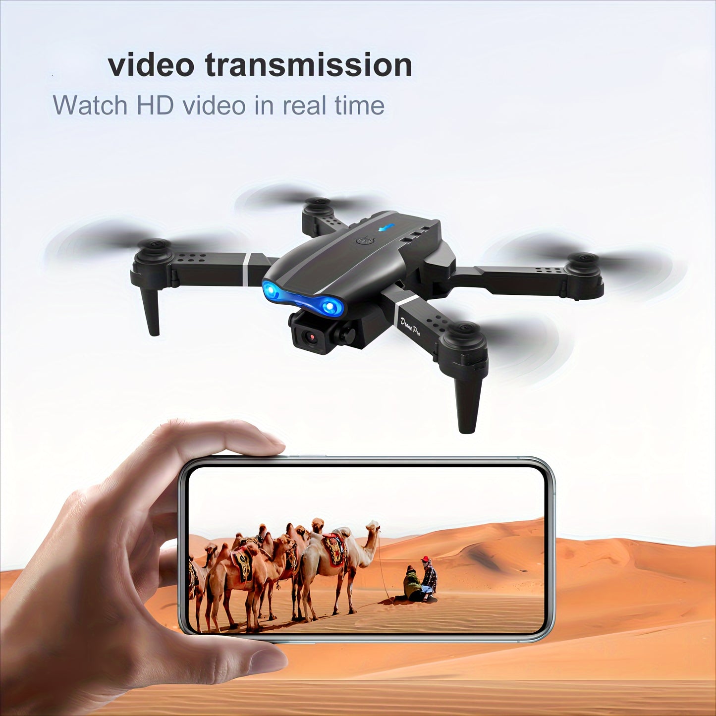 E99 Pro K3 Professional RC Drone with Dual HD Foldable Cameras, Altitude Hold, Wi-Fi Control & 6-8 Min Flight - Indoor/Outdoor Toy for Adults & Youngsters, Perfect Holiday Gift (Grey/Black), Outdoor Flying, Highperformance Re